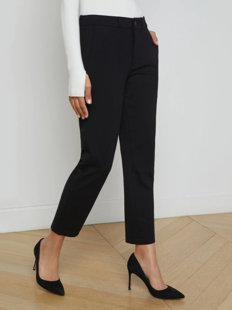 L'agence Harlow High-Rise Cropped Slim Trousers In Black Women's Size 26 - Nwt